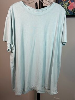 Lululemon All Yours cotton crewneck T-shirt in aqua.  Size XL. Good condition.